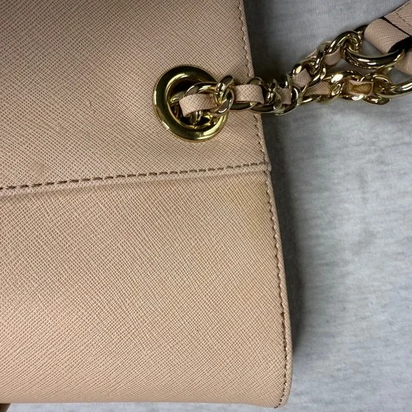 Calvin Klein Tote Bag Blush Pink Saffiano Leather Gold Chain Accents NWT - Picture 4 of 7